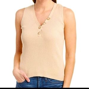 NWT BCBGMaxazria Sesame Ribbed Knit V Neck Tank Top
